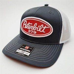 Peterbilt 379 Embroidered Patch Flat Bill Mesh Snapback Trucker Cap Hat PB Semi